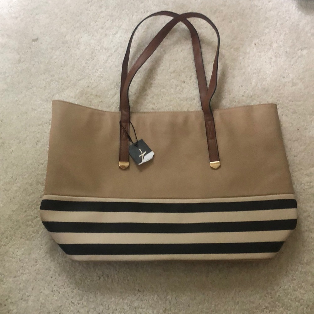 Leather Striped Tote